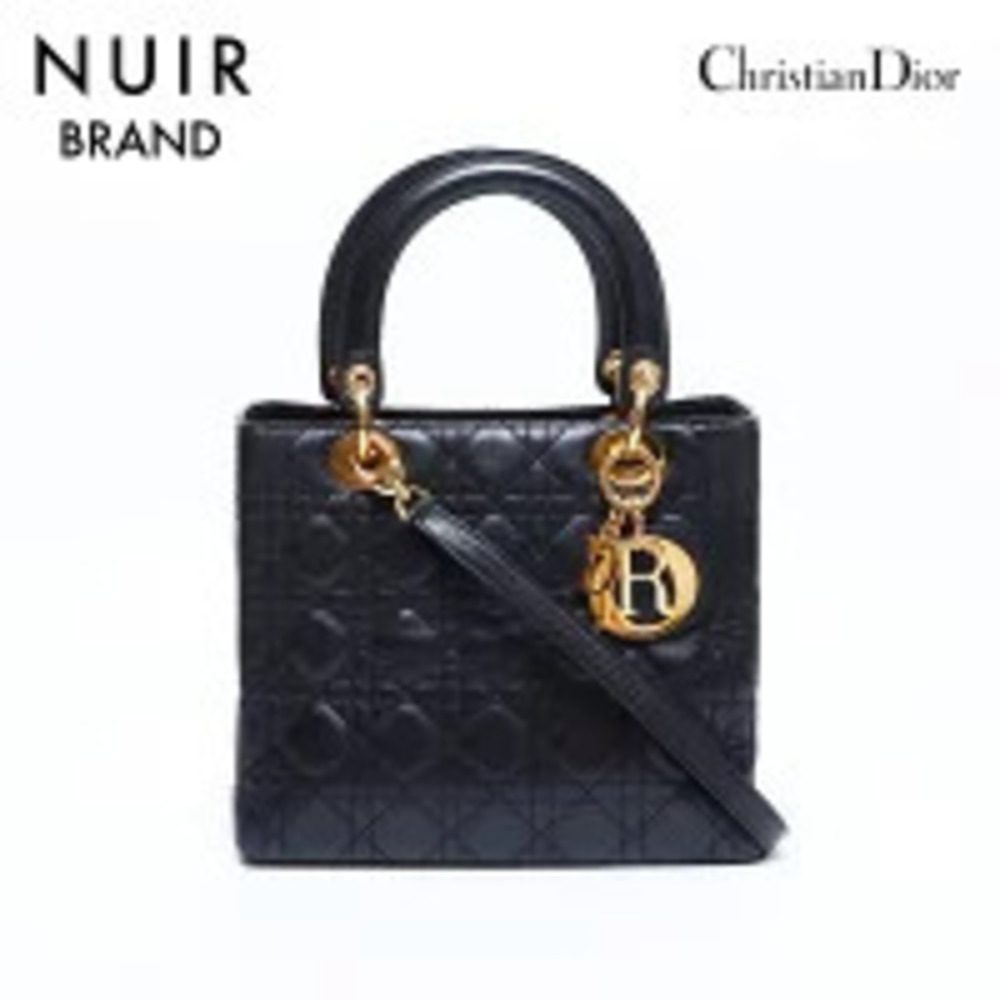 Christian Dior Lady Leather Shoulder Bag Black